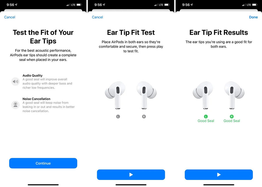 با استفاده از ویژگی Ear Tip Fit Test سری مناسب خود را انتخاب کنید